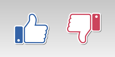 Poster - Do and Don't symbols. Thumbs up and thumbs down emblems. Like and dislike icons set, vector, illustration, sticker, vector 10 eps.