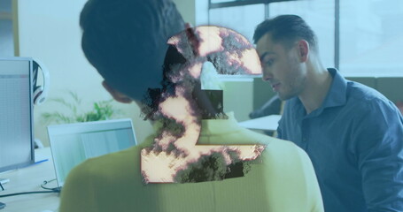 Poster - Number two image over two men working on computers in office