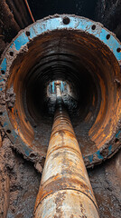 Poster - Underground water pipe inspection with specialized equipment