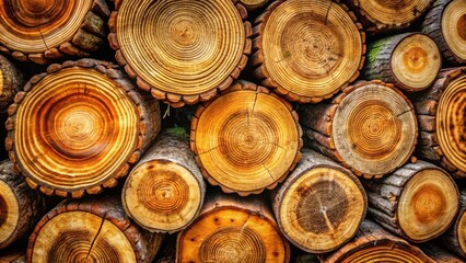 Poster - A collection of tree trunk cross sections, each with unique rings and textures, revealing the natural beauty and history of the forest.