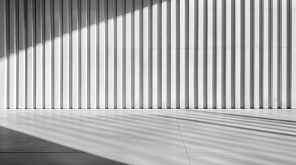 Poster - Modern architectural interior with stark shadows on a textured wall during daylight hours