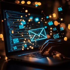 digital communication and email concept with technology