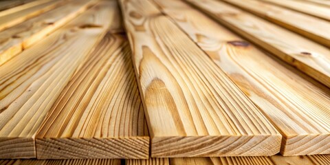 Aufkleber - Close-up of light brown wooden planks, showcasing natural grain patterns and the texture of the wood