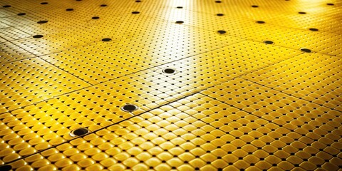 Poster - A geometric pattern of yellow tiles with black holes in the center, creating a unique and intricate design.