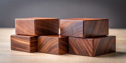 Aufkleber - Stacked Wooden Blocks with Intricate Grain Patterns, Representing Growth, Stability, and Building a Solid Foundation