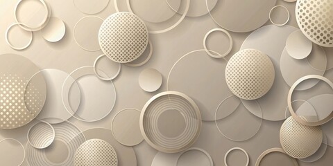 Fototapete - Abstract Beige and Gold Geometric Background with Overlapping Circles and Dotted Textures