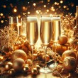 © Silvia Bogdanski - Festive Champagne and Golden Decorations for New Year's Celebrations
