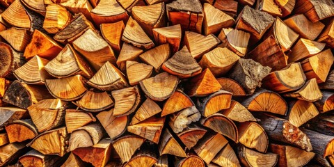 Aufkleber - A close-up texture of stacked firewood, showcasing the intricate grain patterns of the wood and the warm hues of the sun-kissed surface.