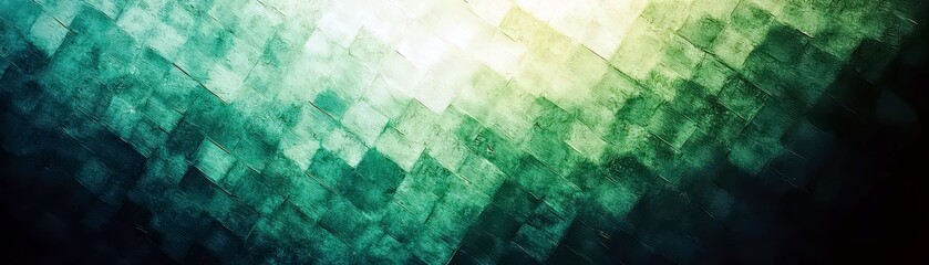 Poster - Abstract Green and Yellow Geometric Background with Textured Tiles