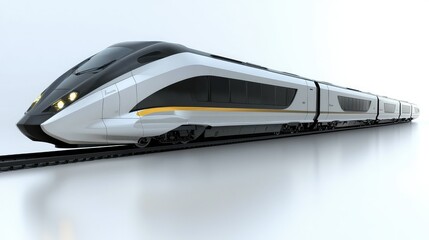 Poster - Sleek and Modern High-Speed Train Design Showcasing Advanced Machinery and Powering Systems in a Futuristic Setting with Dynamic Lines and Elegant Finish