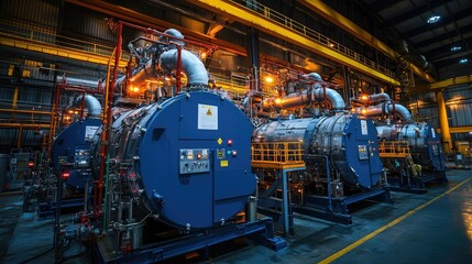 Poster - Industrial Machinery for Steam Production in a Boiler Room Setup with Advanced Technology and Equipment in a Large Manufacturing Facility