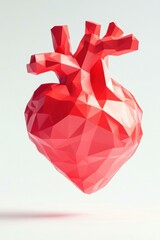 Canvas Print - Low poly heart model. AI.