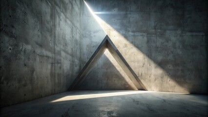 Aufkleber - A triangular opening in a concrete room, bathed in a soft, warm light.  The light casts sharp shadows, creating a dramatic and abstract composition.