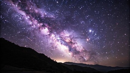 Wall Mural - A serene galaxy with soft purple hues and numerous stars in the distance, cosmic, mystery