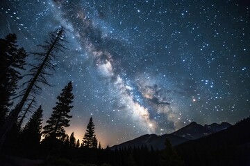Wall Mural - *cosmic beauty of the night sky with sparkling stars on a dark background, space, heavens