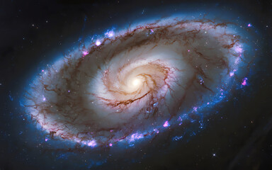 Wall Mural - Swirling spiral galaxy displays vibrant colors and intricate details in deep space