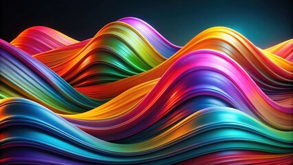 Poster - Abstract Colorful Waves of Liquid, Intertwining to Form a Dynamic Composition of Color and Motion