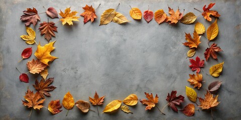 Aufkleber - Autumnal Leaf Frame on a Textured Surface with a Copyspace for Festive Greetings or Seasonal Messages