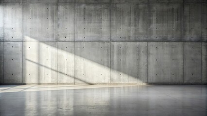 Poster - A Minimalist Interior With a Concrete Wall and Floor with Sunbeams Streaming Through a Window