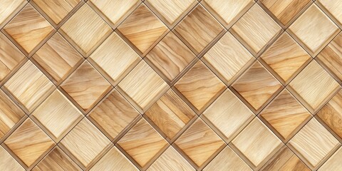 Poster - A Seamless Pattern of Diamond-Shaped Wooden Tiles with a Natural Grain Texture