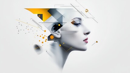 Poster - A conceptual male face silhouette combined with geometric elements for a modern artistic design.