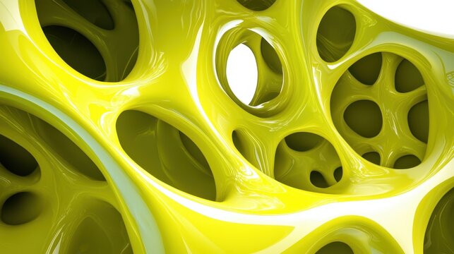 Abstract Yellow Three Dimensional Organic Structure