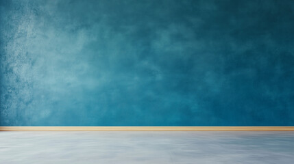 Poster - Dark blue wall in an empty room with a concrete floor