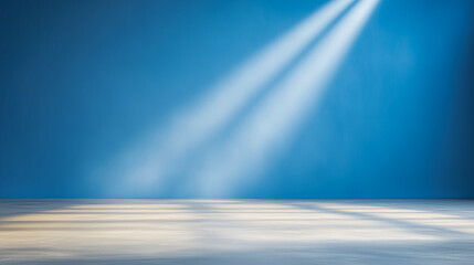 Poster - Empty blue background and spotlight with studio for showing or design. Blank backdrop made from cement material