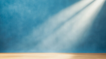 Poster - Empty blue background and spotlight with studio for showing or design. Blank backdrop made from cement material