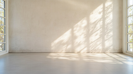 Poster - Empty concrete room corner with a clean floor and white isolated background, concept of minimalist design 