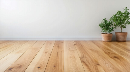 Sticker - Empty room blank white wall with wood floor, house interior minimal background 