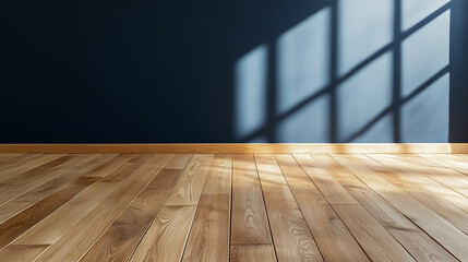 Poster - Empty room with a dark background and a wooden floor 