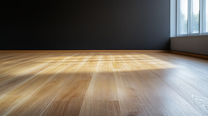 Poster - Empty room with a dark background and a wooden floor