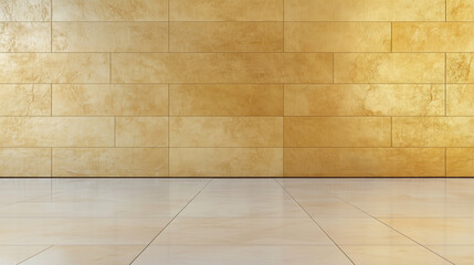 Poster - empty room with gold wall and gold floor for product presentation