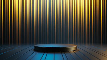 Poster - Futuristic dark podium with light and reflection background 