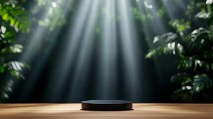 Poster - Futuristic dark podium with light and reflection background