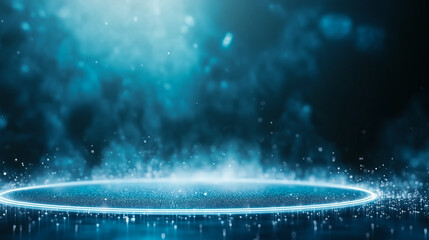 Poster - Futuristic dark podium with light and reflection background 