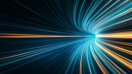 Poster - glowing lines, tunnel, neon lights, virtual reality, abstract background, square portal, arch, pink blue spectrum vibrant colors, laser