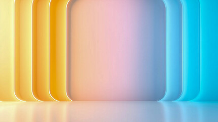 Poster - glowing lines, tunnel, neon lights, virtual reality, abstract background, square portal, arch, pink blue spectrum vibrant colors, laser