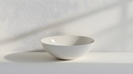 Fototapete - Bright white background with natural lighting casting gentle shadows, offering ample space for placing a product in the center.