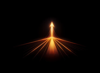 Poster - A luminous orange arrow ascends from a dark, converging path, symbolizing growth and progress.  The arrow's glow radiates light and energy.