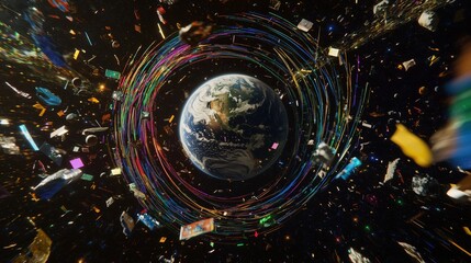 Poster - Stunning Cinematic Depiction of Planet Surrounded by Vibrant Energy