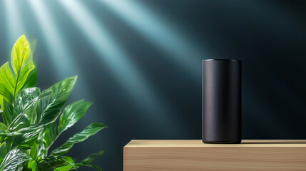 Poster - Product showcase with spotlight. Black studio room background. Use as montage for product display