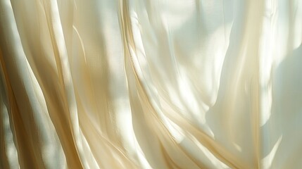 Poster - Soft, Flowing Fabric Draped Gracefully to Capture Light and Create a Dreamy Atmosphere in an Elegant, Minimalist Setting with Natural Textures