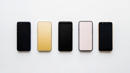 Poster - Modern Smartphones on White Background Showcasing Various Designs