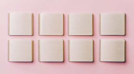 Poster - Blank Spiral Notebooks on Pink Background for Creative Projects