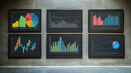 Poster - Colorful Data Visualizations on Gallery Wall in Modern Interior