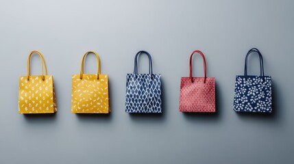 Poster - Colorful Patterned Handbags Displayed Against a Neutral Background