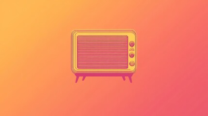 Poster - Vintage Style Television on Gradient Background with Soft Colors