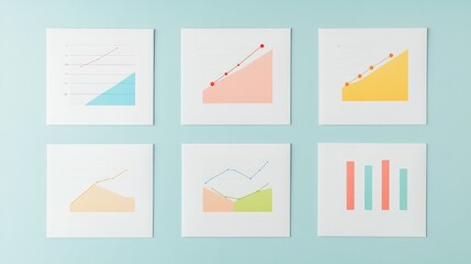 Poster - Colorful Graphs and Charts Displayed on a Soft Blue Wall